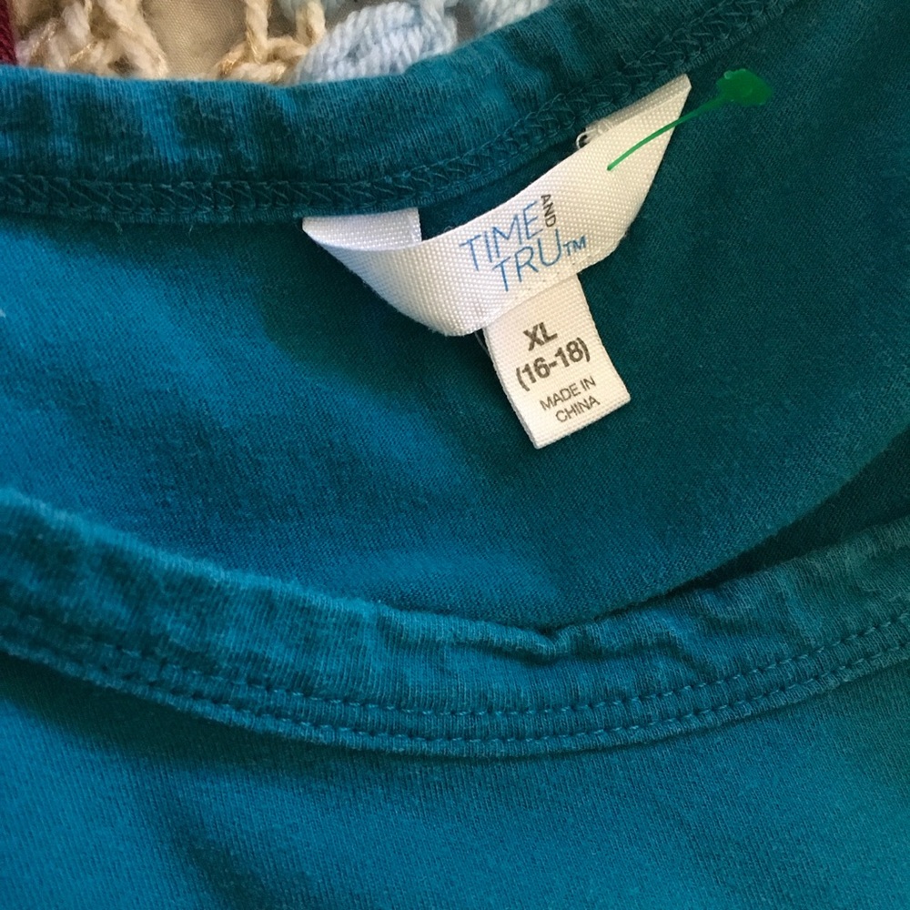Time and Tru Teal Blue Tiered Cotton Dress XL 16-18 - Picture 4 of 7
